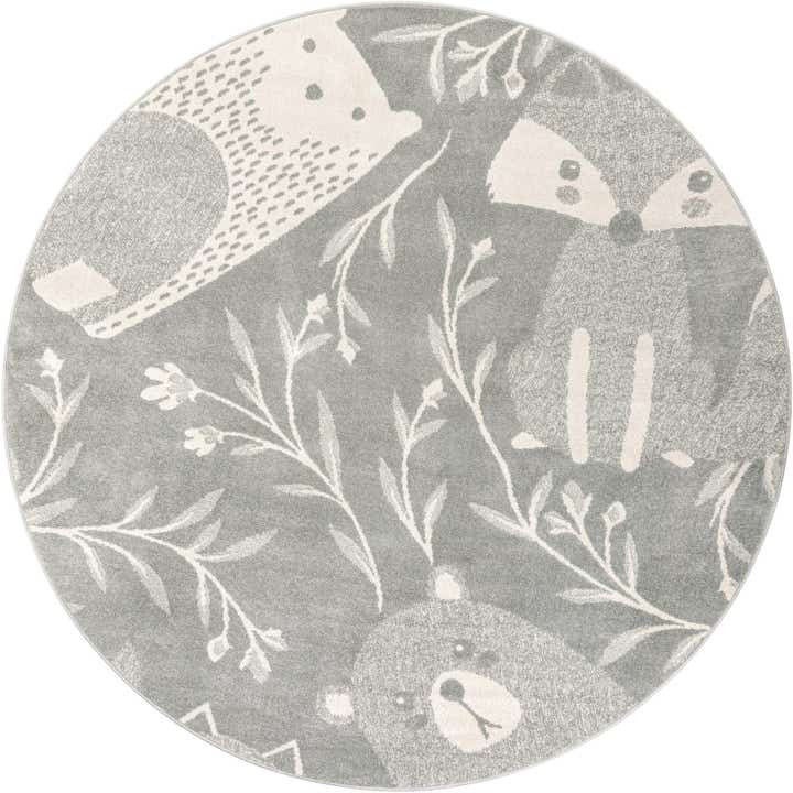 7' 10 x 7' 10 Animals Whimsy Kids Round Rug