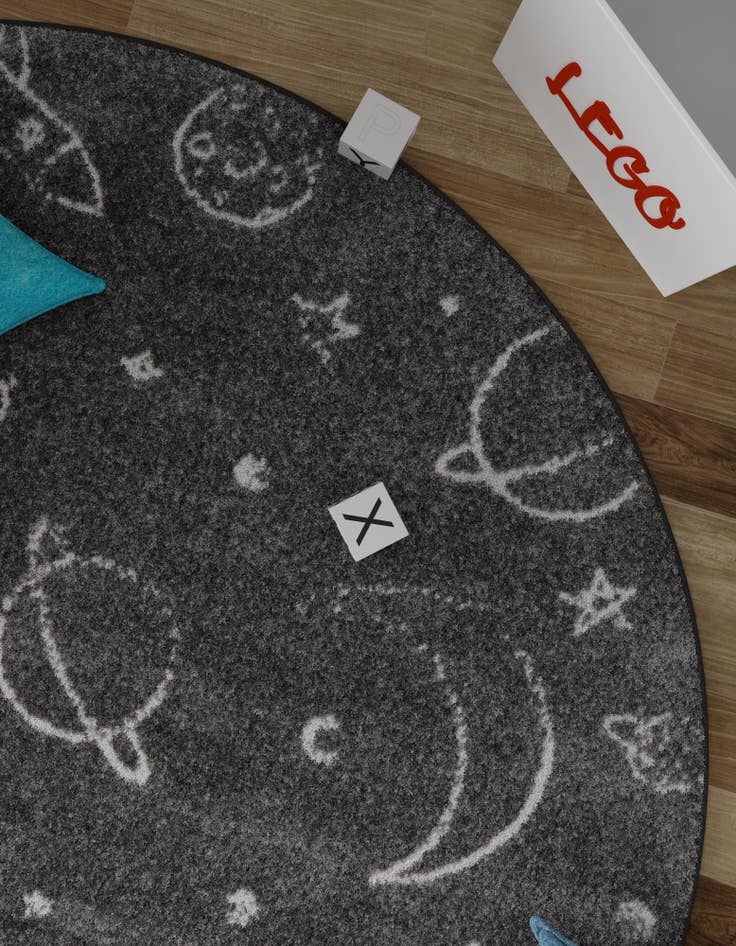 Detail image of 3' 3 x 3' 3 Planets Whimsy Kids Round Rug
