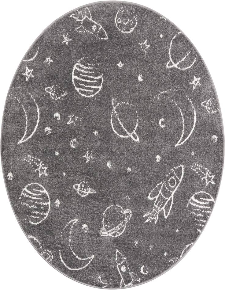 Detail image of 5' 3 x 5' 3 Planets Whimsy Kids Round Rug