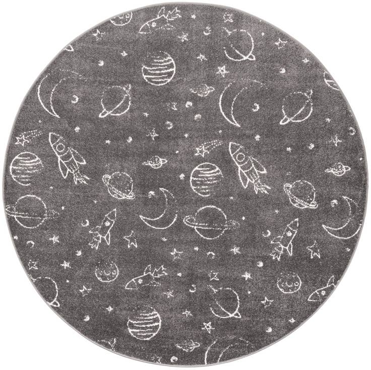 Detail image of 7' 10 x 7' 10 Planets Whimsy Kids Round Rug