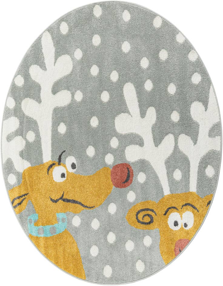 Detail image of 5' 1 x 5' 1 Reindeer Whimsy Kids Round Rug