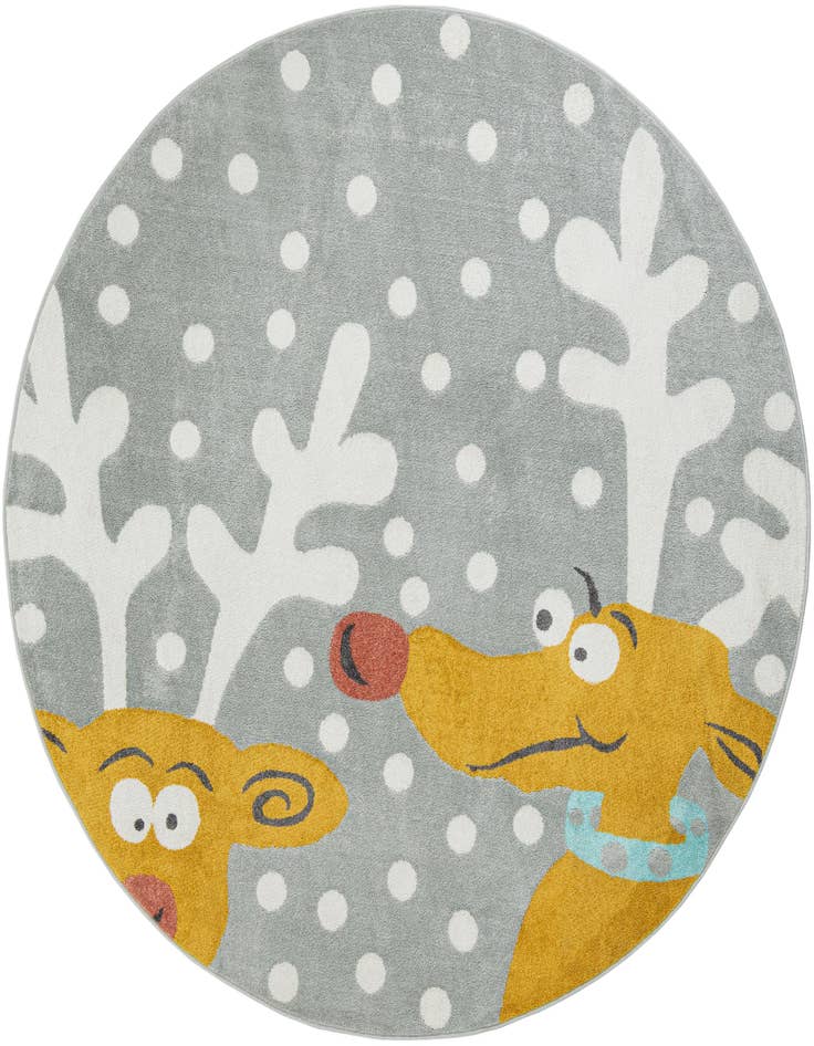 Detail image of 7' 10 x 7' 10 Reindeer Whimsy Kids Round Rug