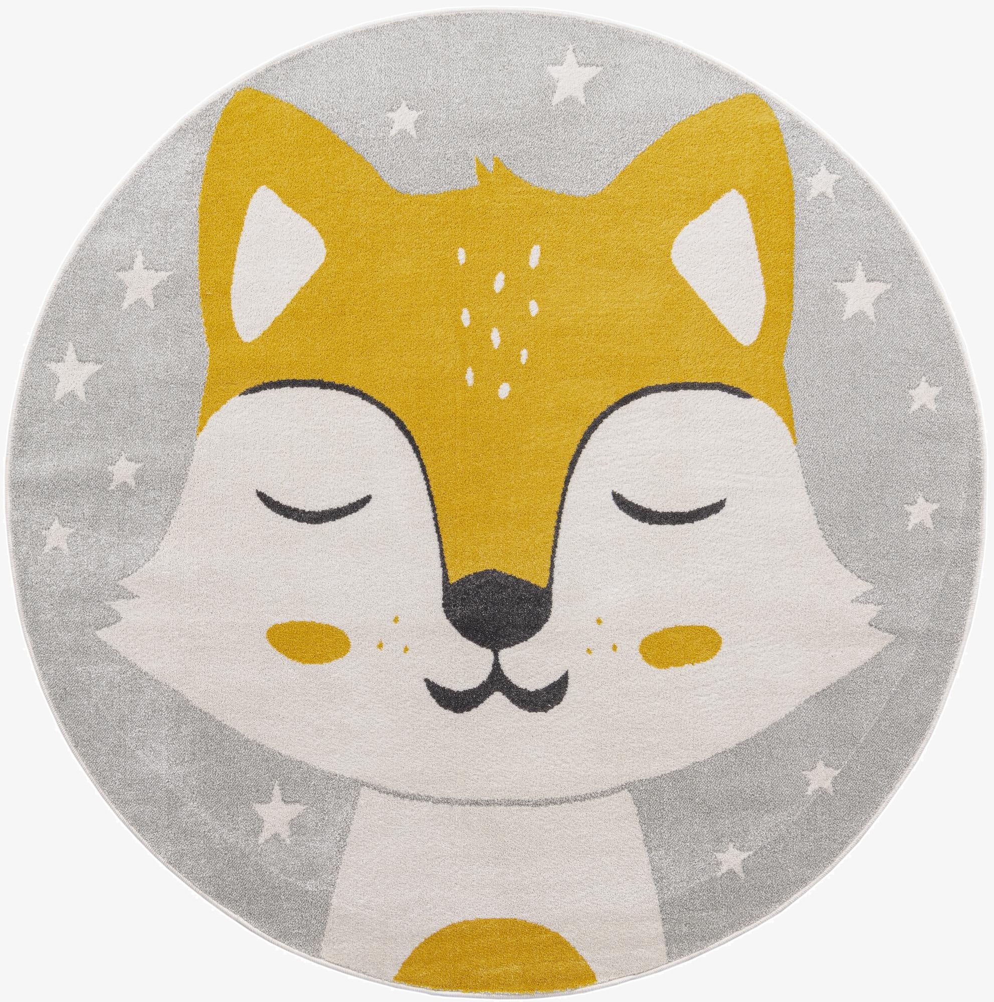 7' 10 x 7' 10 Fox Whimsy Kids Round Rug
