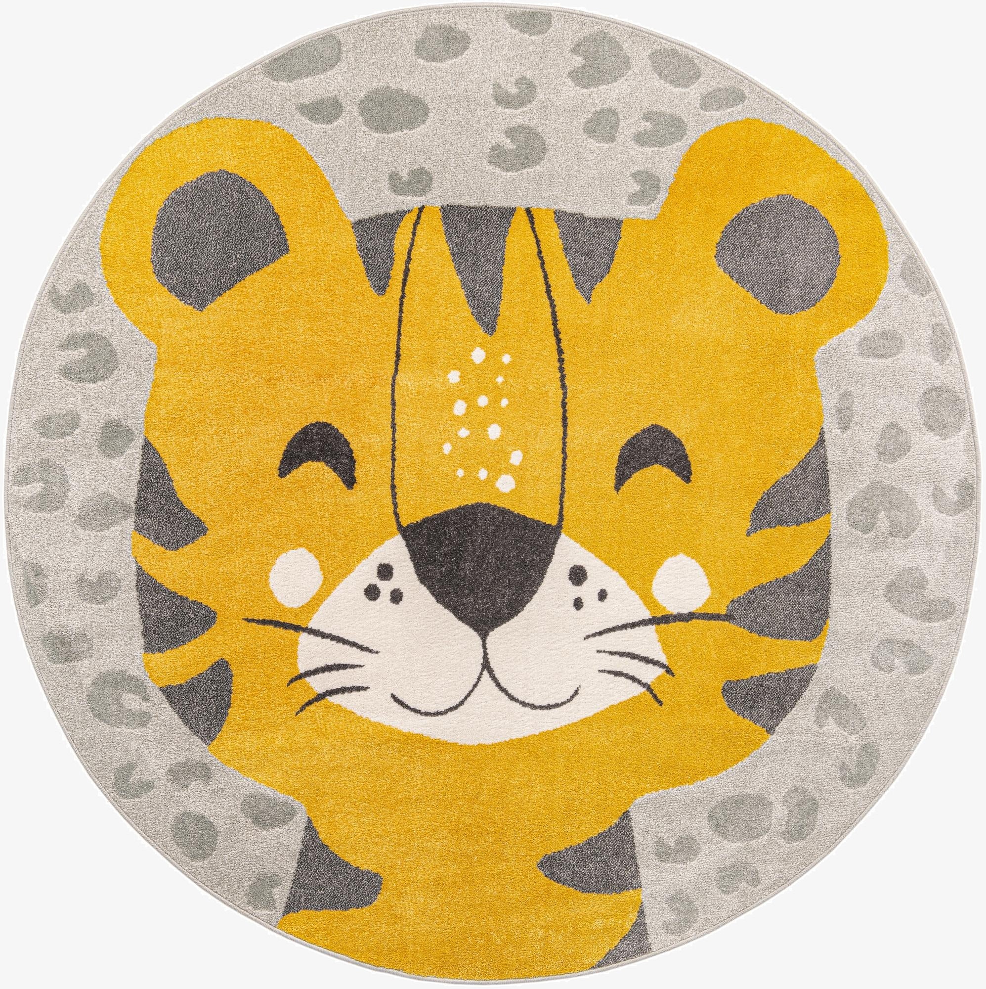 7' 10 x 7' 10 Tiger Whimsy Kids Round Rug