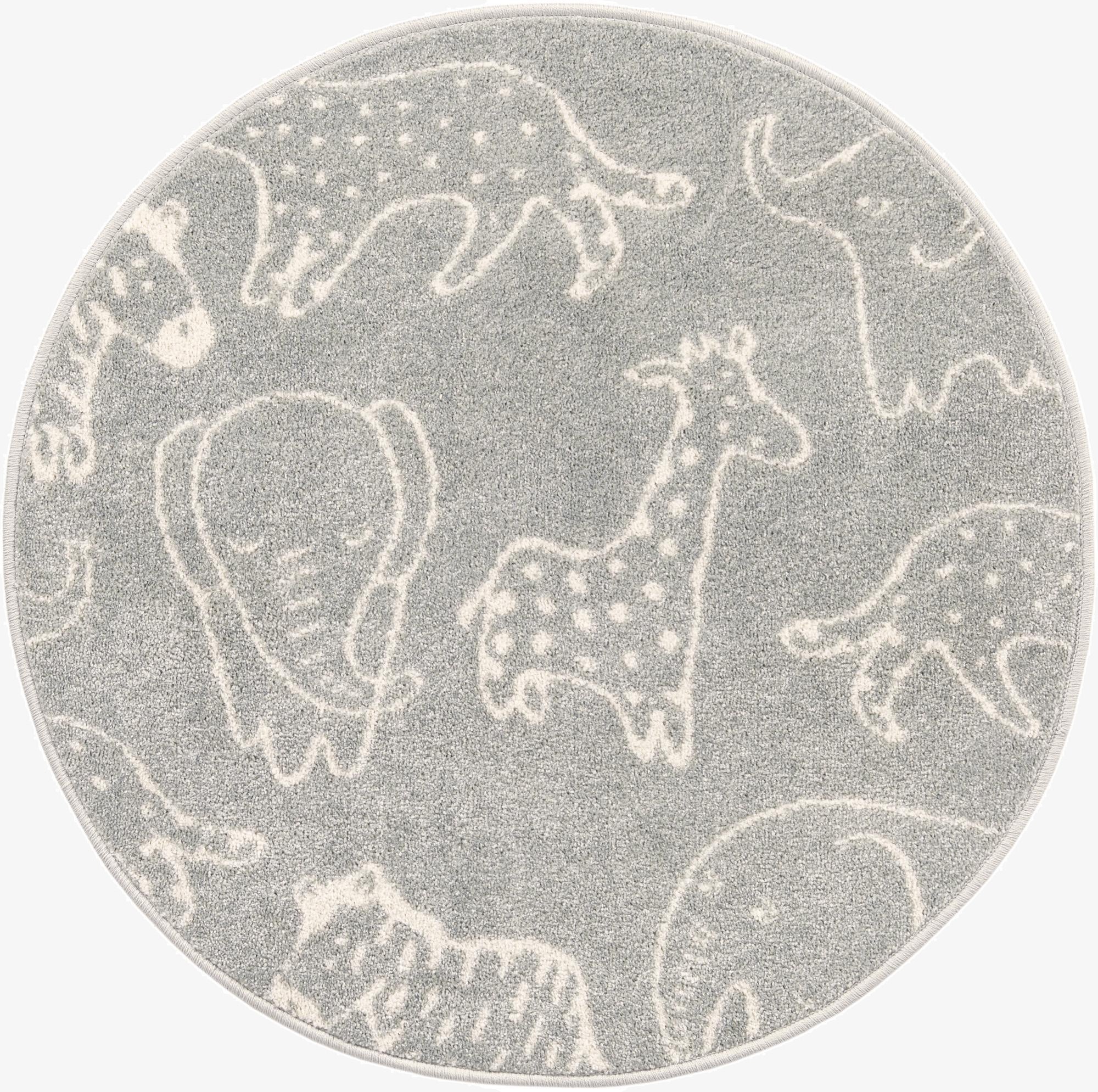 3' 3 x 3' 3 Animals Whimsy Kids Round Rug