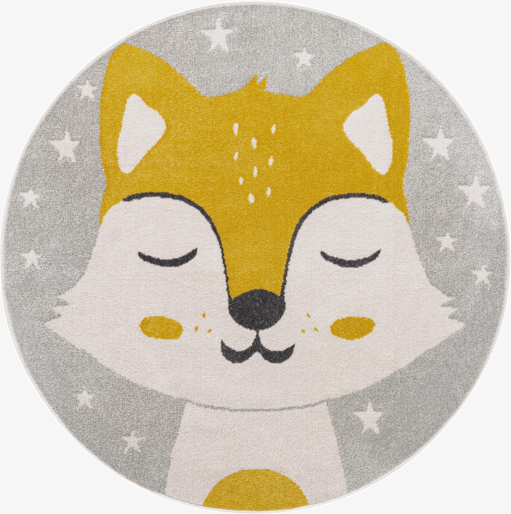 5' 3 x 5' 3 Fox Whimsy Kids Round Rug