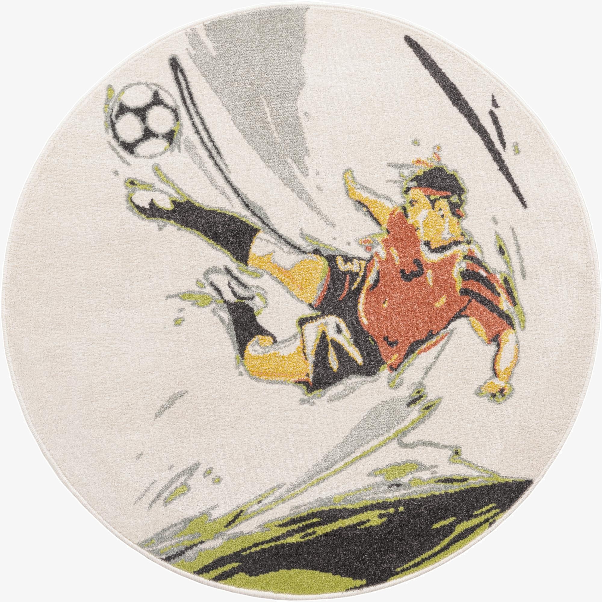 Primary image 5' 3 x 5' 3 Soccer Player Whimsy Kids Round Rug