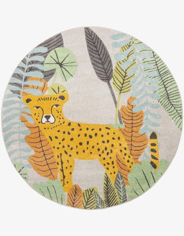 Gray Leopard Whimsy Kids Round Rug