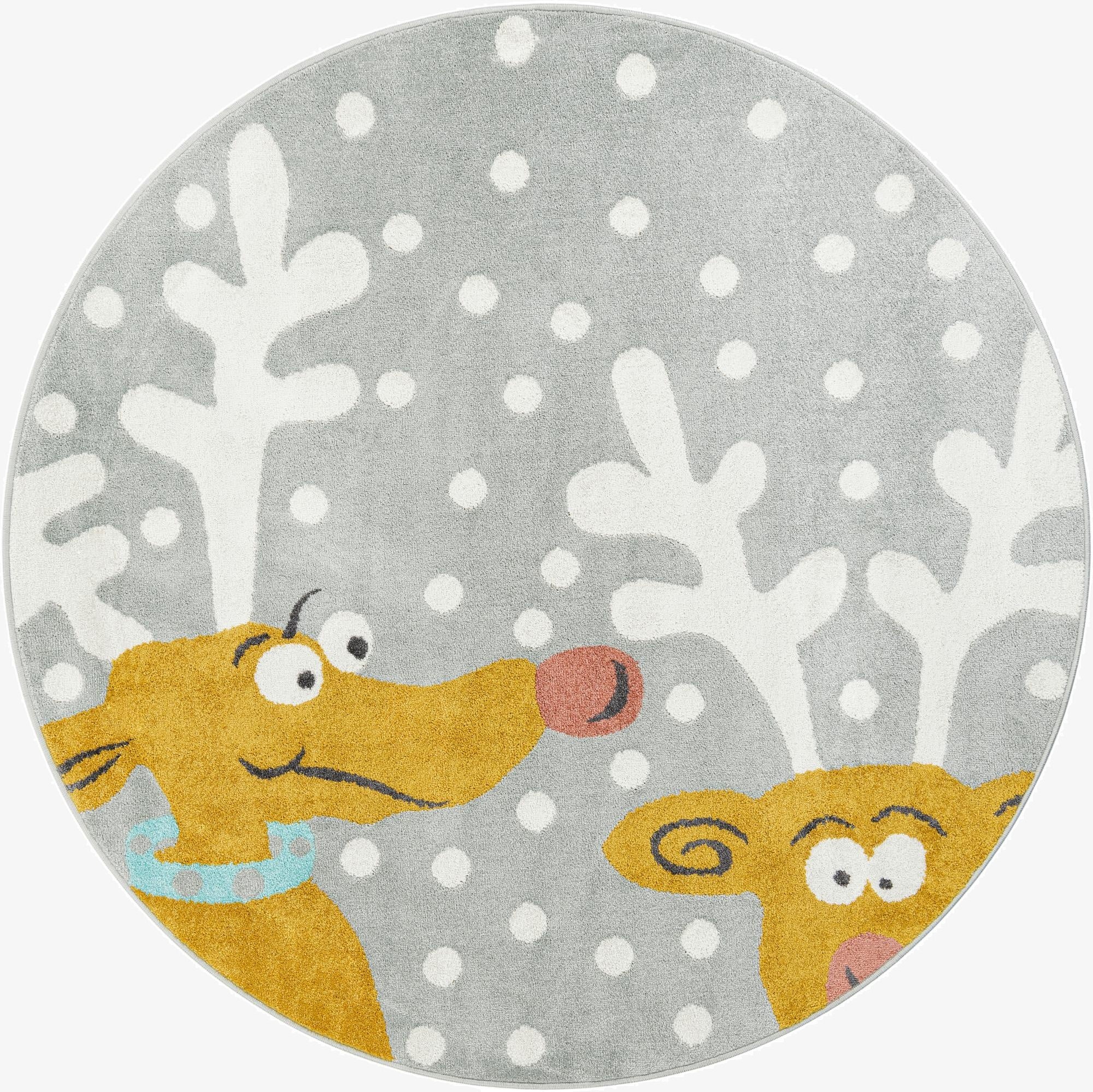 6' 1 x 6' 1 Reindeer Whimsy Kids Round Rug