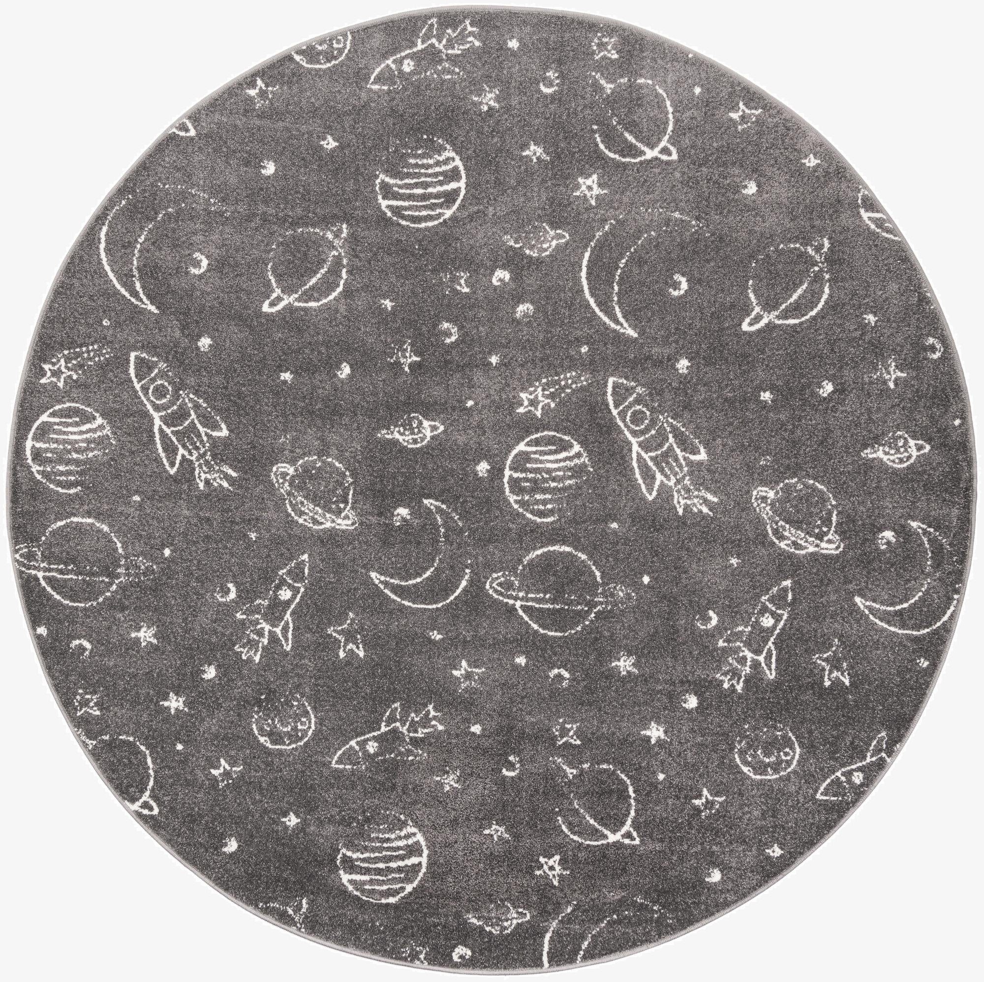 7' 10 x 7' 10 Planets Whimsy Kids Round Rug