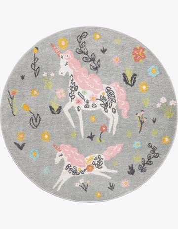 5' 3 x 5' 3 Unicorns Whimsy Kids Round Rug