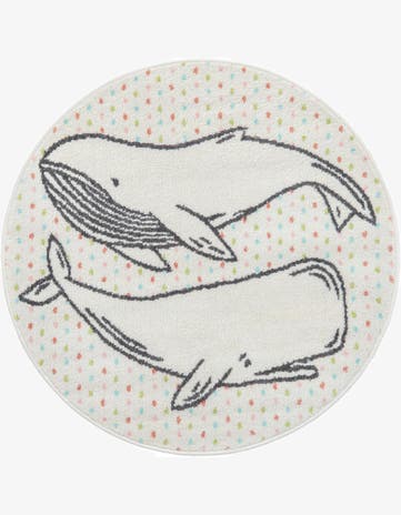 Gray Whale Whimsy Kids Round Rug