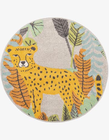 Gray Leopard Whimsy Kids Round Rug