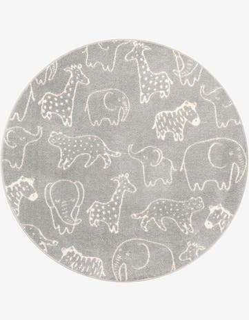 5' 3 x 5' 3 Animals Whimsy Kids Round Rug