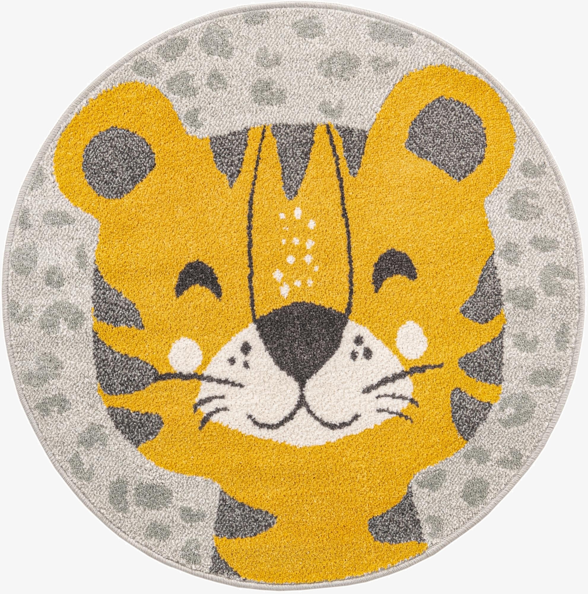3' 3 x 3' 3 Tiger Whimsy Kids Round Rug