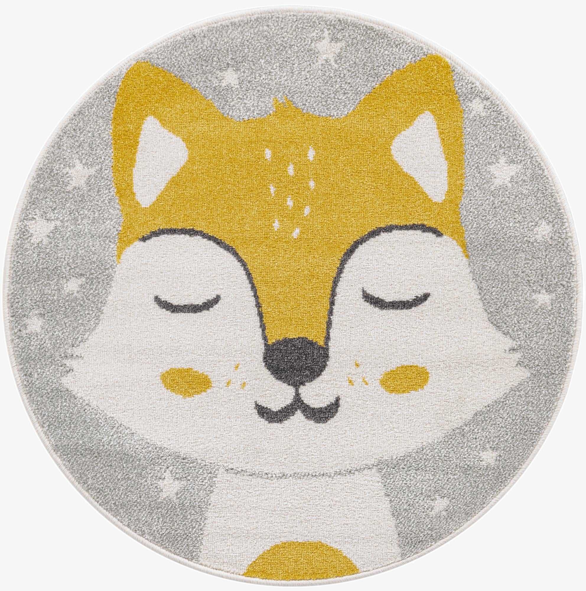 3' 3 x 3' 3 Fox Whimsy Kids Round Rug