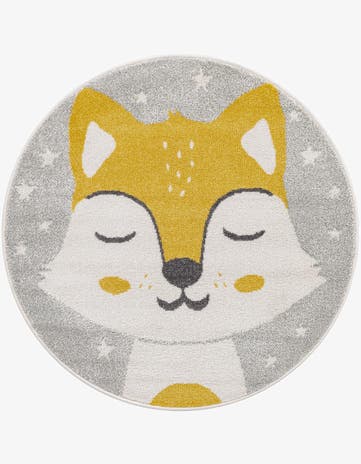 3' 3 x 3' 3 Fox Whimsy Kids Round Rug