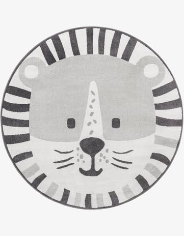 Gray Cat Whimsy Kids Round Rug