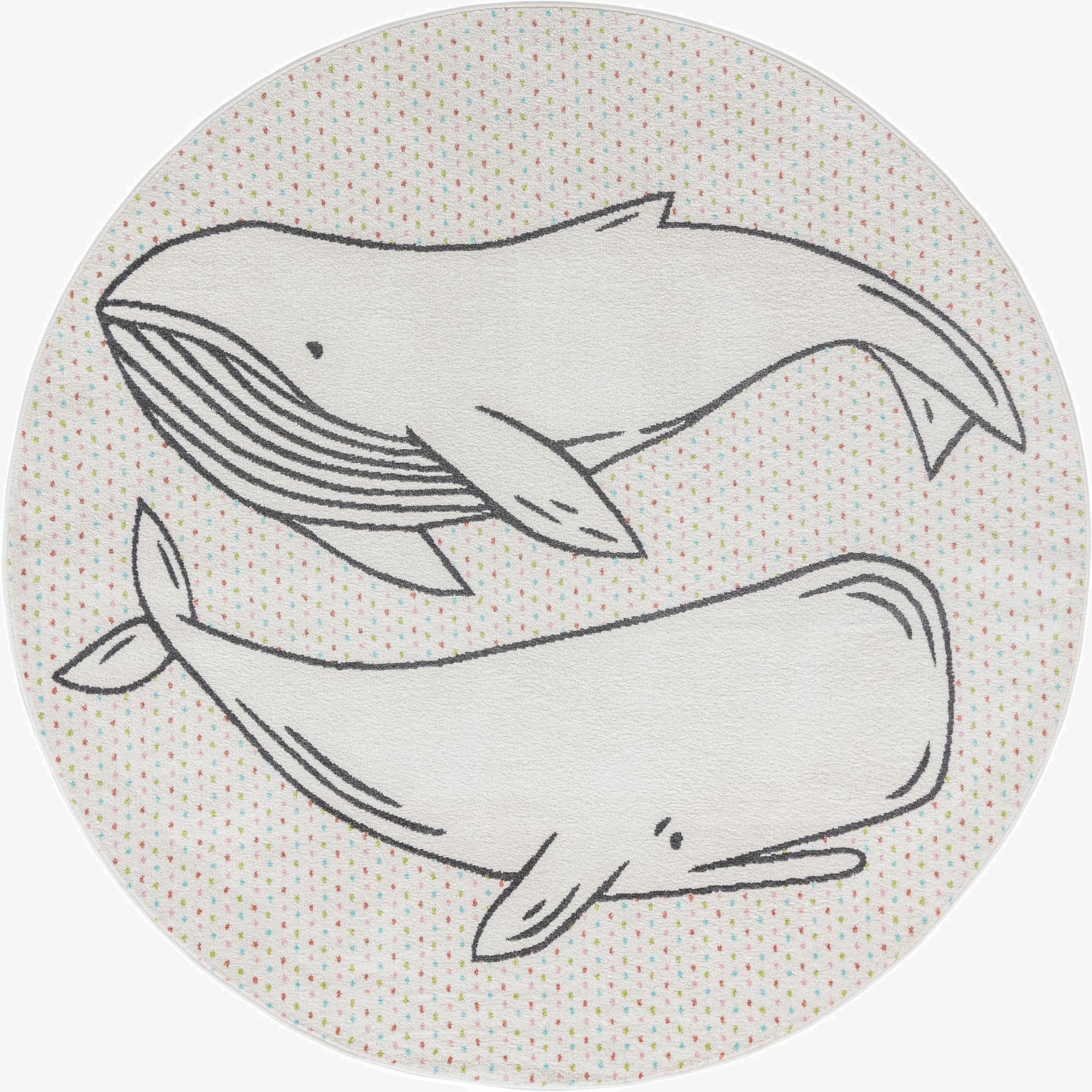 7' 10 x 7' 10 Whale Whimsy Kids Round Rug