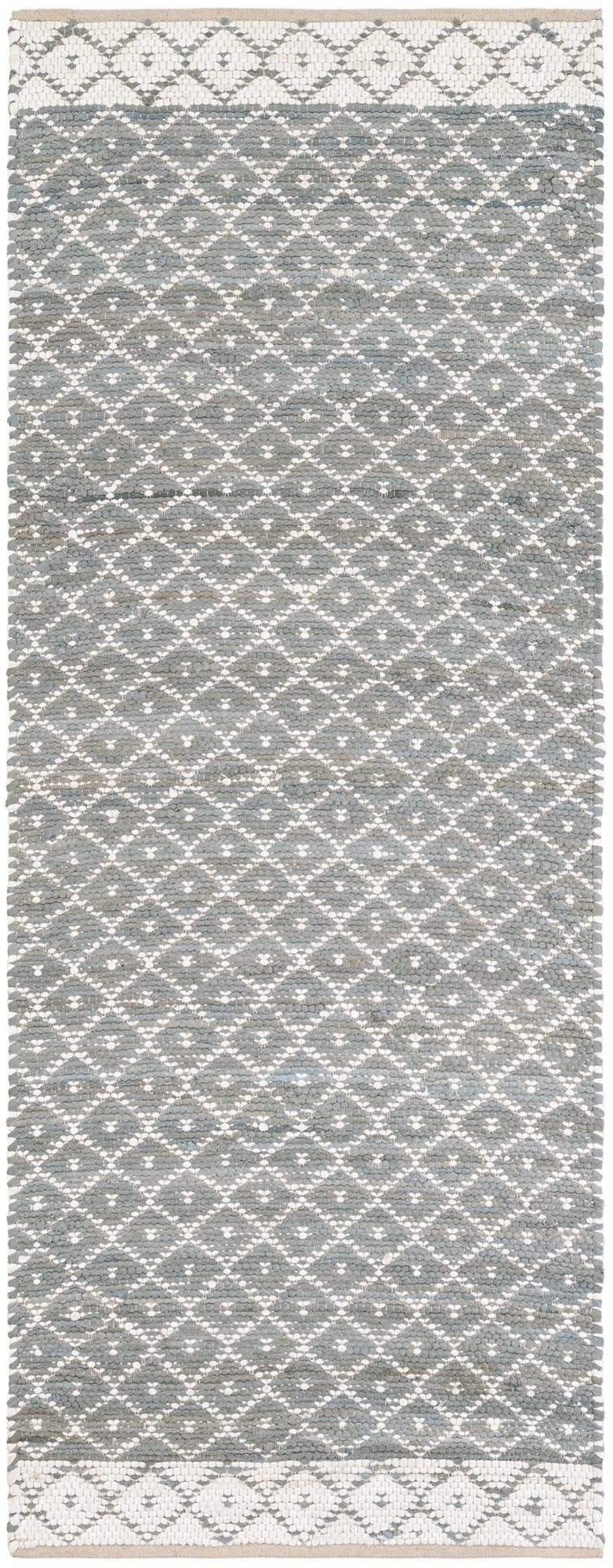 3' x 7' 9 Hand Braided Chindi Trellis Runner Rug