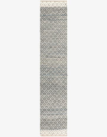 Gray Hand Woven Chindi Trellis Runner Rug