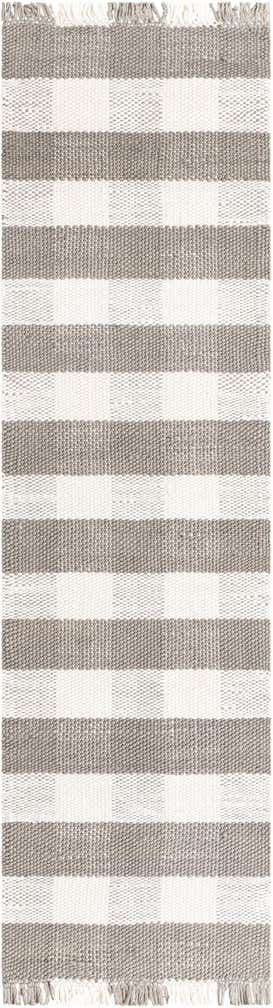 2' 7 x 10' Easy-Clean Eco Plaid Washable Indoor / Outdoor Runner Rug