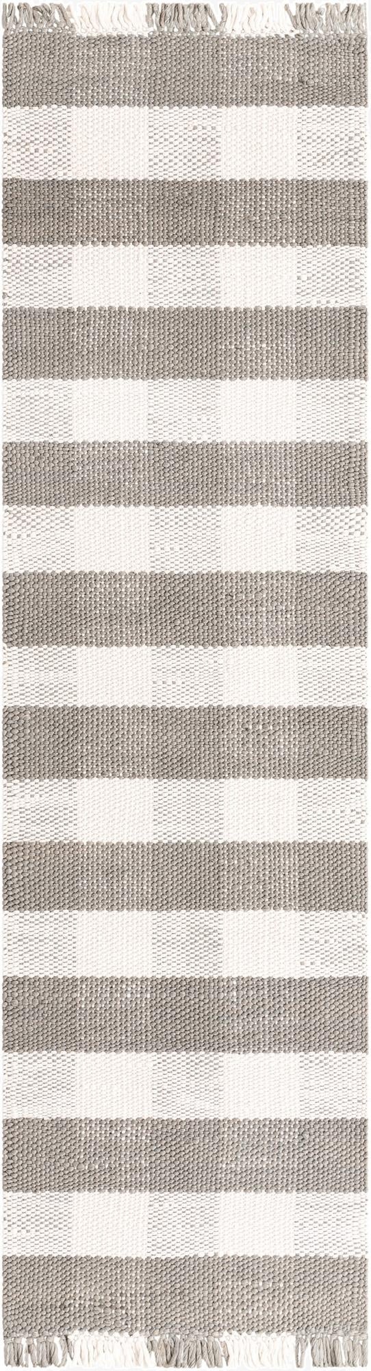 2' 7 x 10' Eco Plaid   Washable Indoor / Outdoor Runner Rug