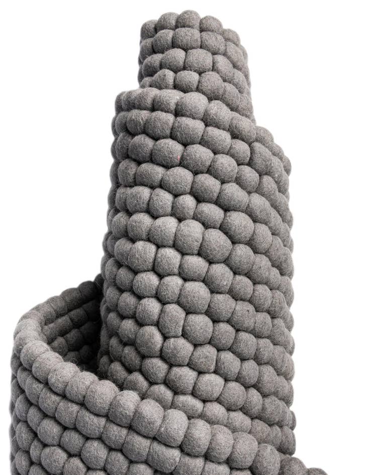 Detail image of 2' x 4' 1 Hand Woven Felt Ball Wool Runner Rug