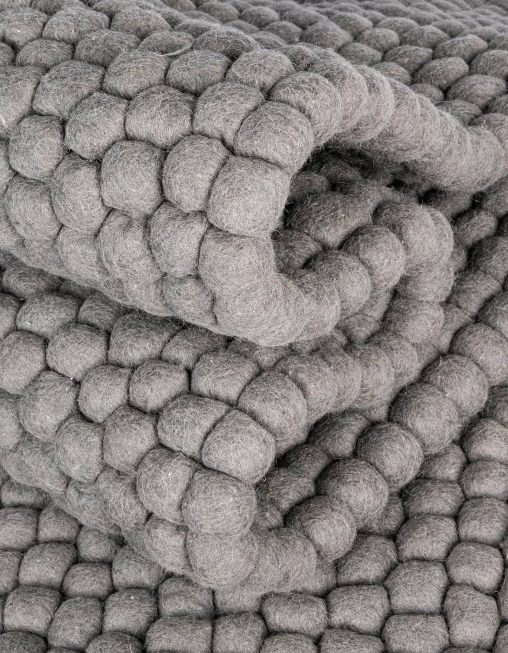 Detail image of 2' x 4' 1 Hand Woven Felt Ball Wool Runner Rug
