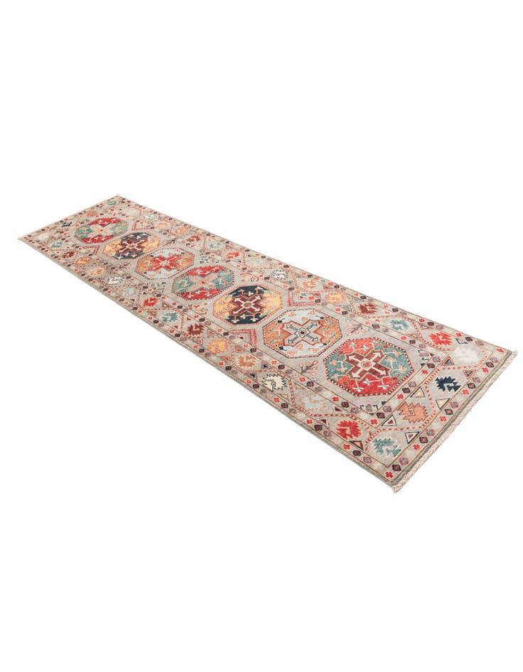 Detail image of 2' 8 x 9' 10 Hand Knotted Kazak Runner Rug