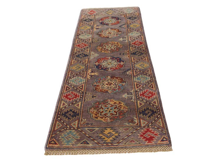 Detail image of 2' x 5' 8 Hand Knotted Kazak Runner Rug
