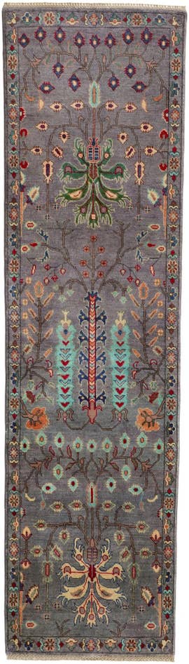 Detailansicht von 85cm x 295cm Handgeknüpft Kazak Läufer Teppich