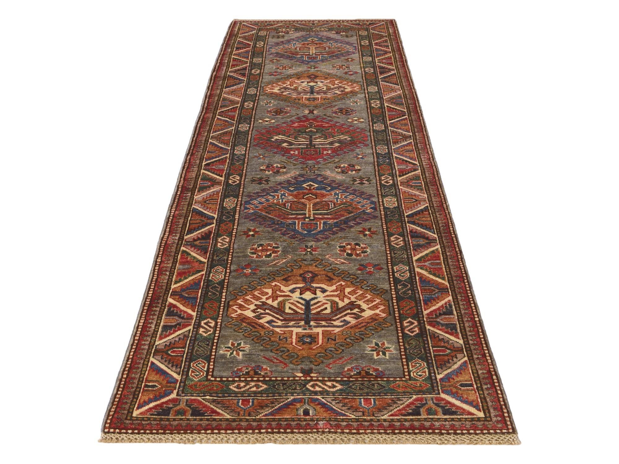 2' 9 x 8' 10 Hand Knotted Kazak Runner Rug