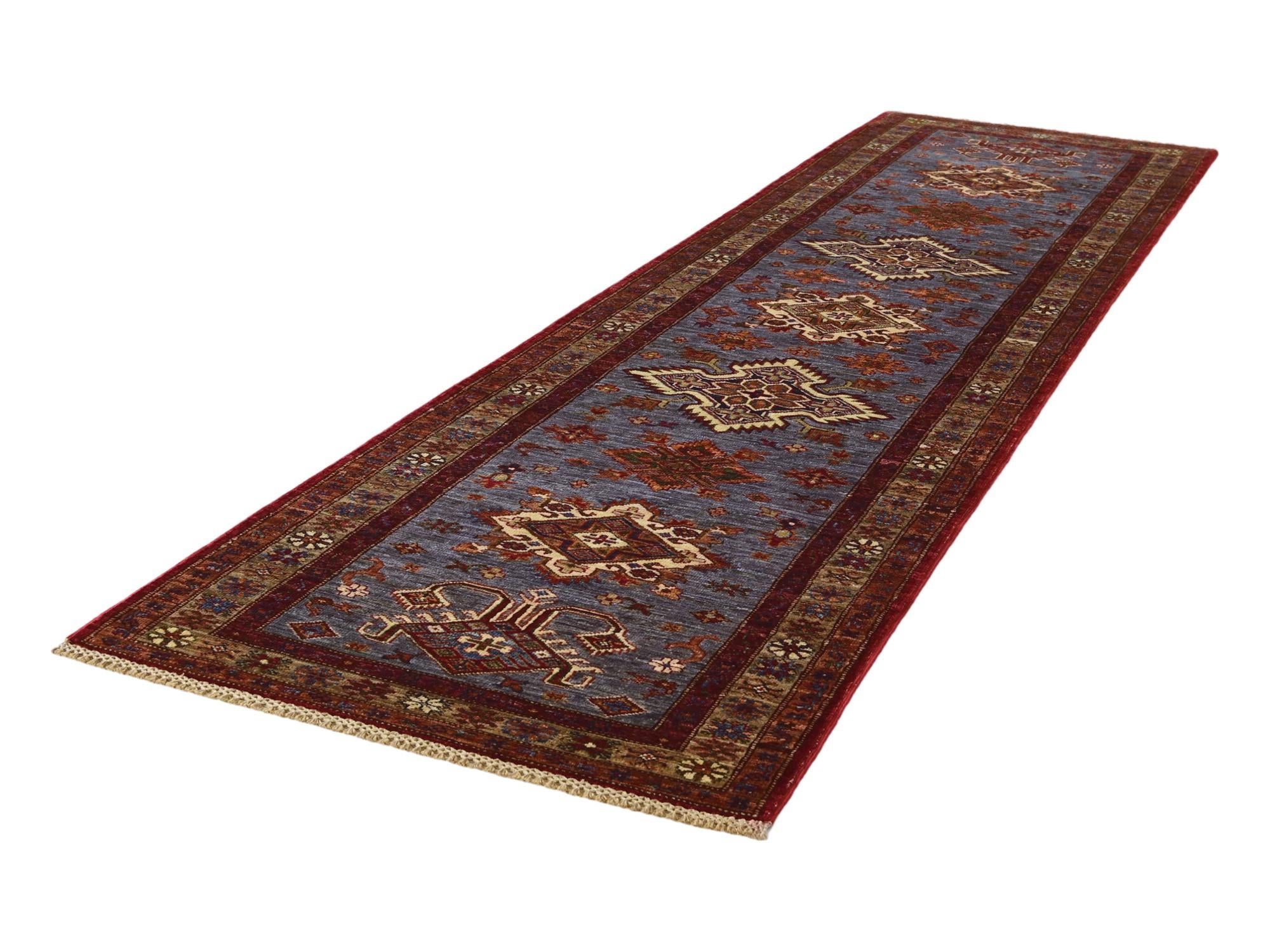 2' 8 x 10' Hand Knotted Kazak Runner Rug