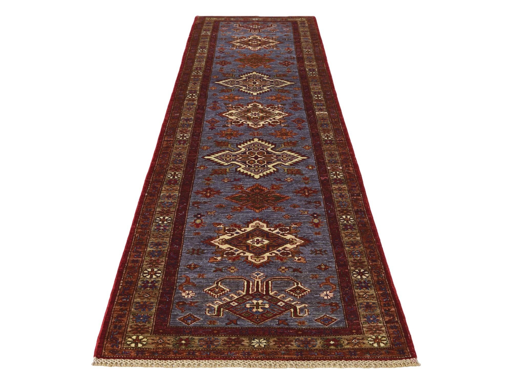 2' 8 x 10' Hand Knotted Kazak Runner Rug