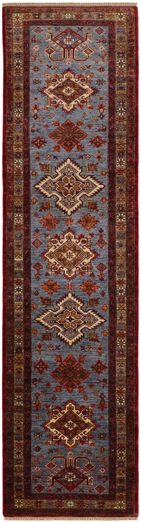 2' 8 x 10' Hand Knotted Kazak Runner Rug