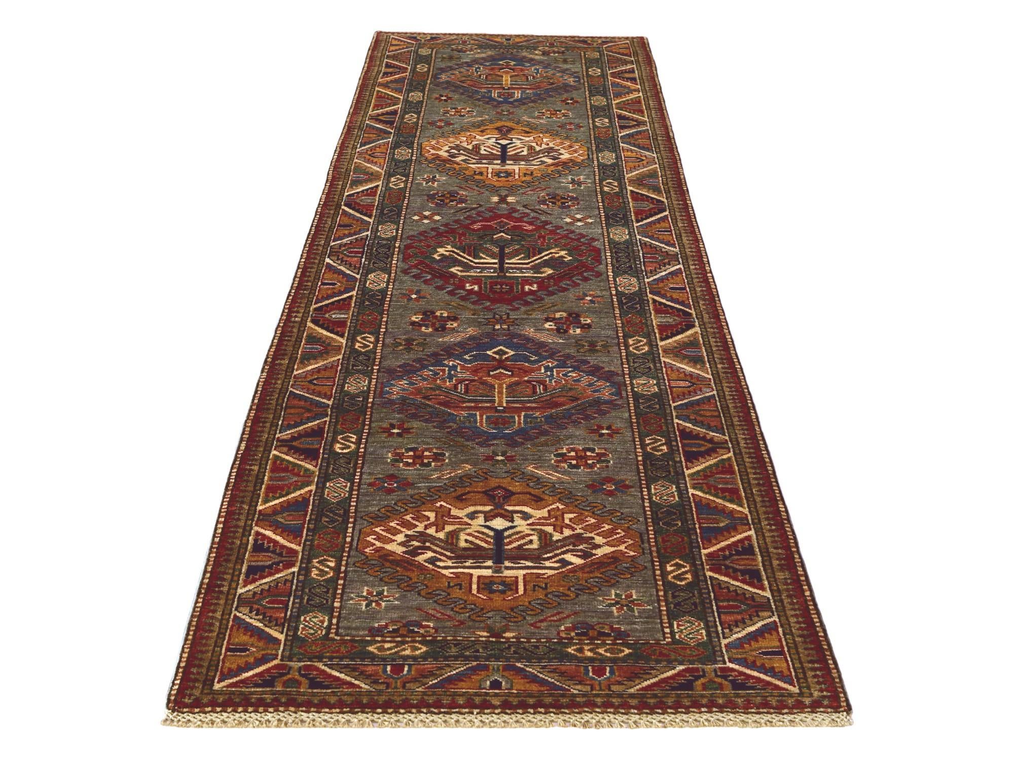 2' 8 x 9' 5 Hand Knotted Kazak Runner Rug