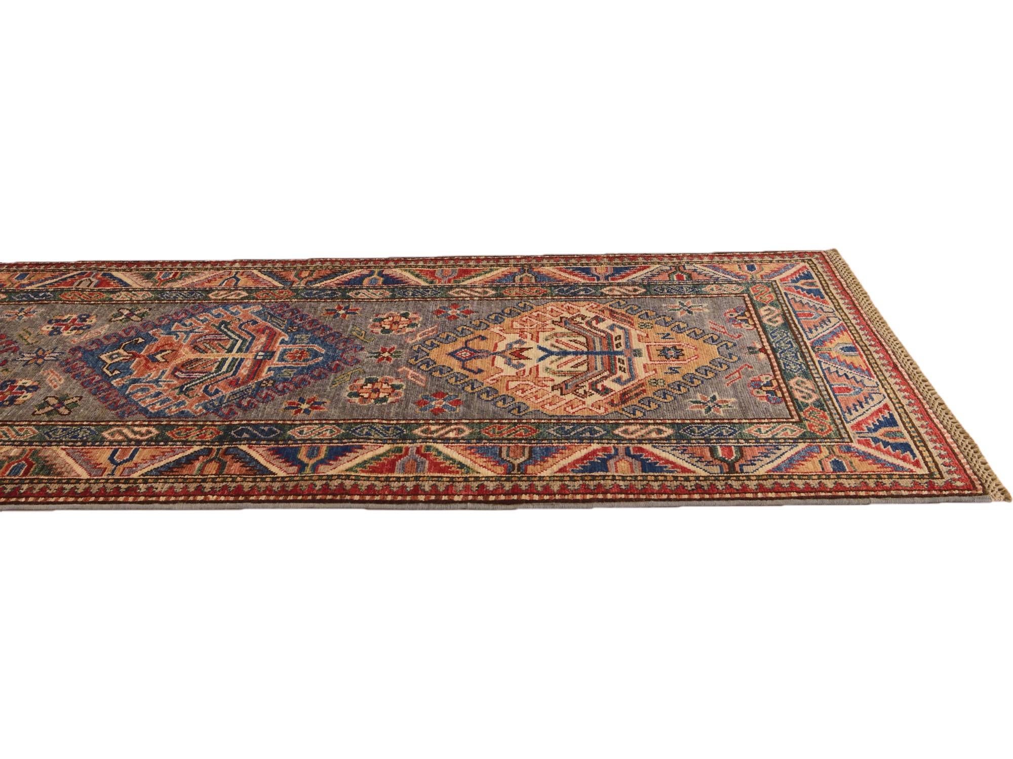 2' 9 x 9' 6 Hand Knotted Kazak Runner Rug