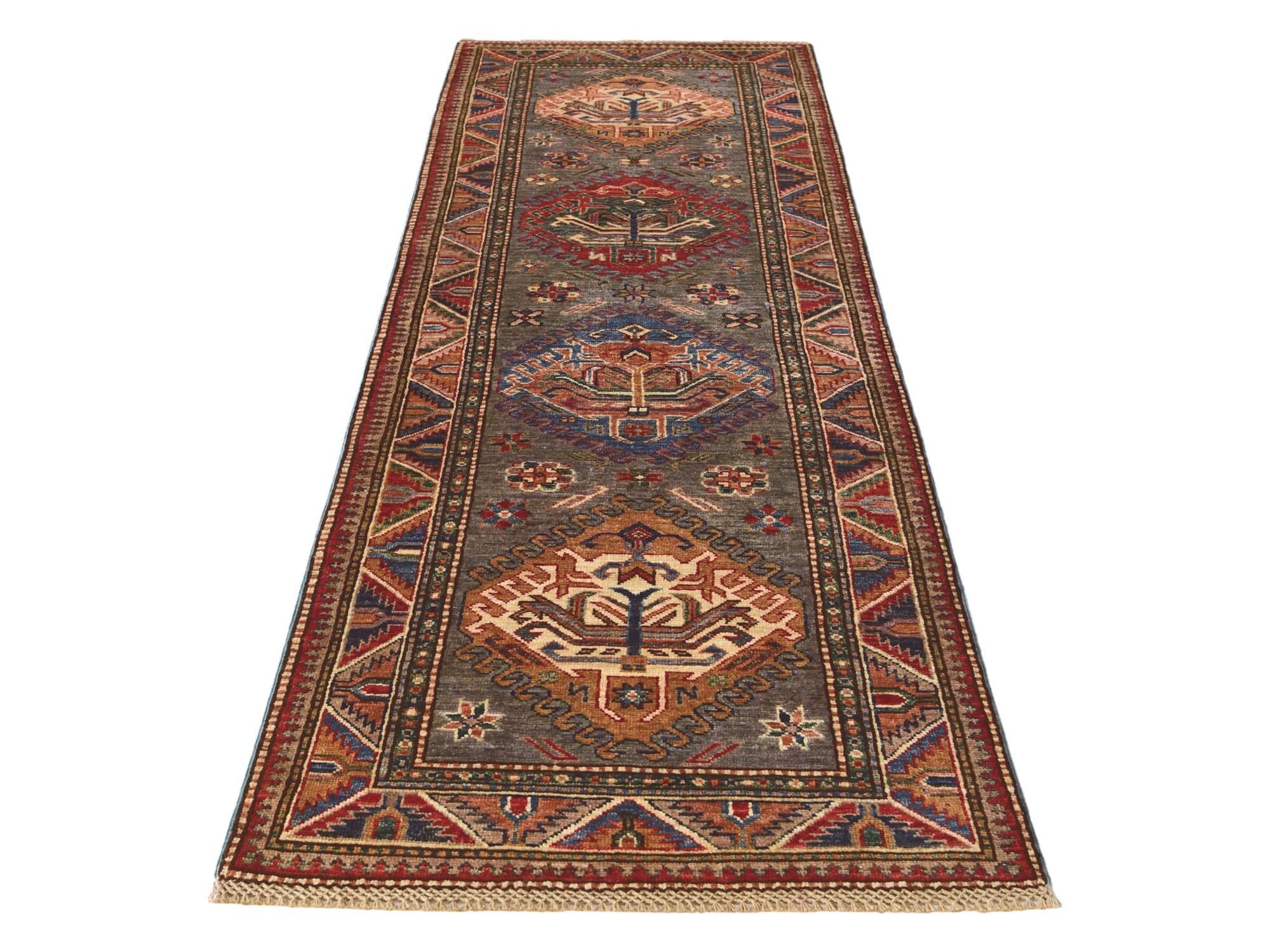 2' 7 x 8' Hand Knotted Kazak Runner Rug