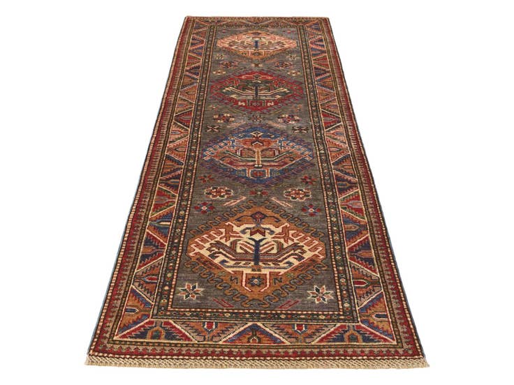 Detail image of 2' 7 x 8' Hand Knotted Kazak Runner Rug