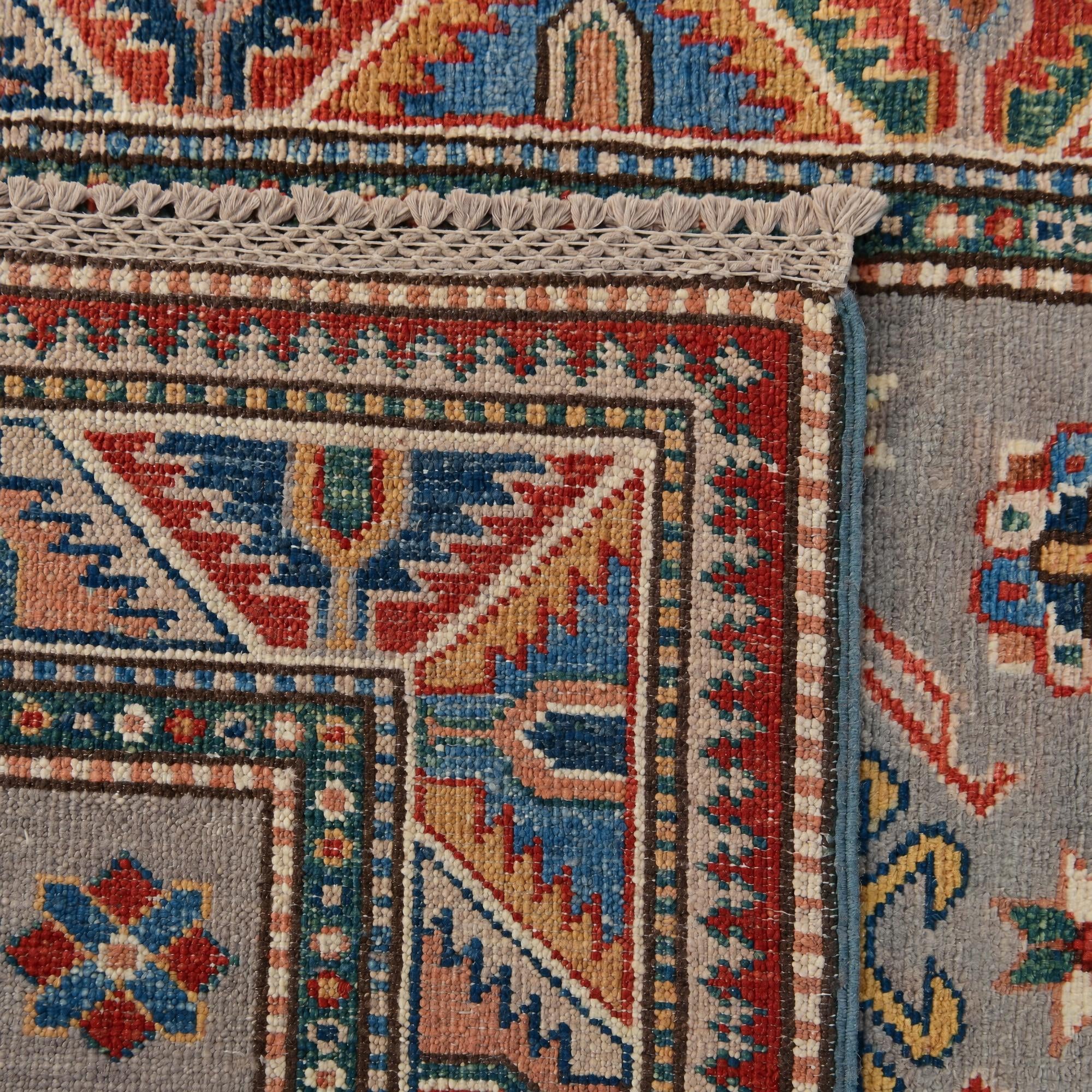 80cm x 245cm Hand Knotted Kazak Runner Rug