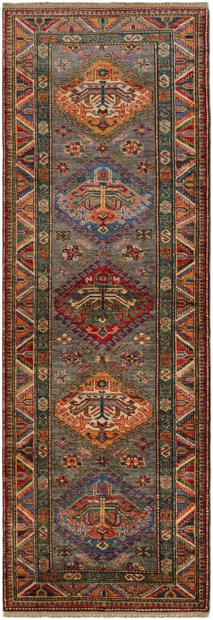 2' 10 x 8' Hand Knotted Kazak Runner Rug