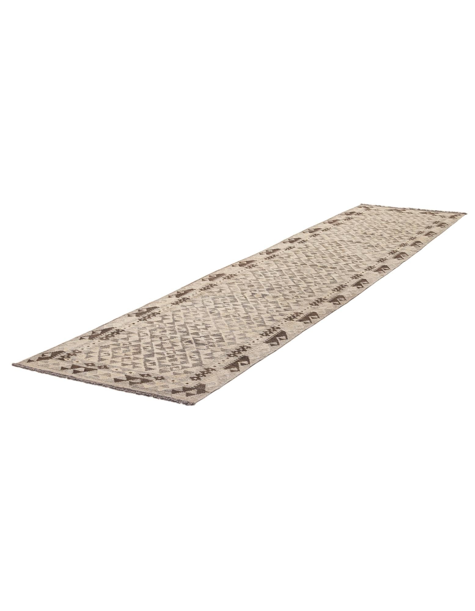 2' 9 x 12' 11 Hand Woven Kilim Maymana Wool Runner Rug