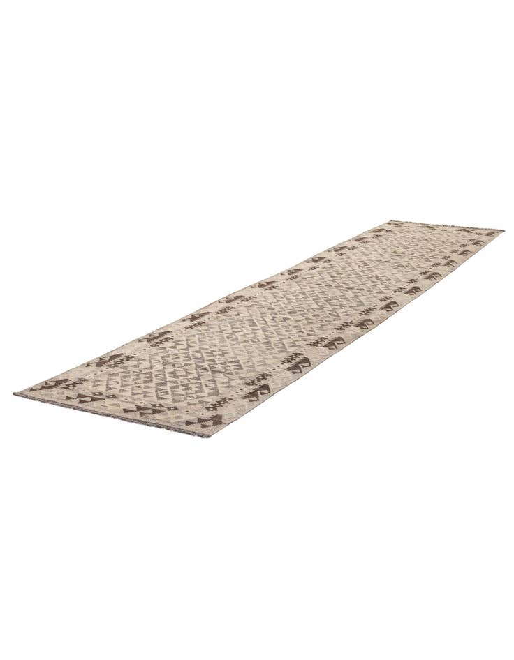 Detail image of 2' 9 x 12' 11  Hand Woven Kilim Maymana Wool Runner Rug