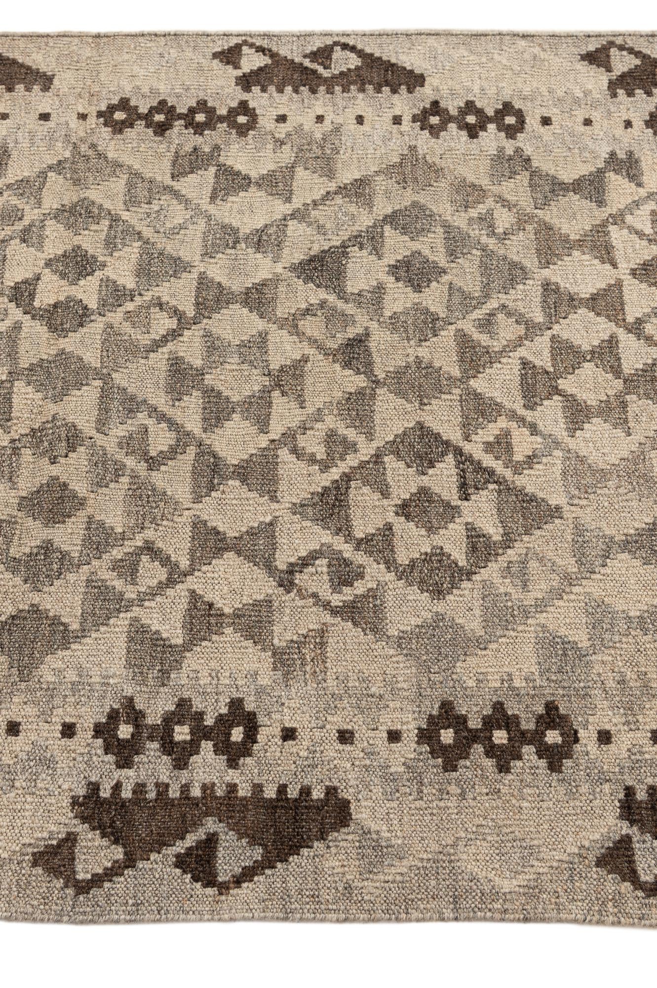 2' 9 x 12' 11 Hand Woven Kilim Maymana Wool Runner Rug