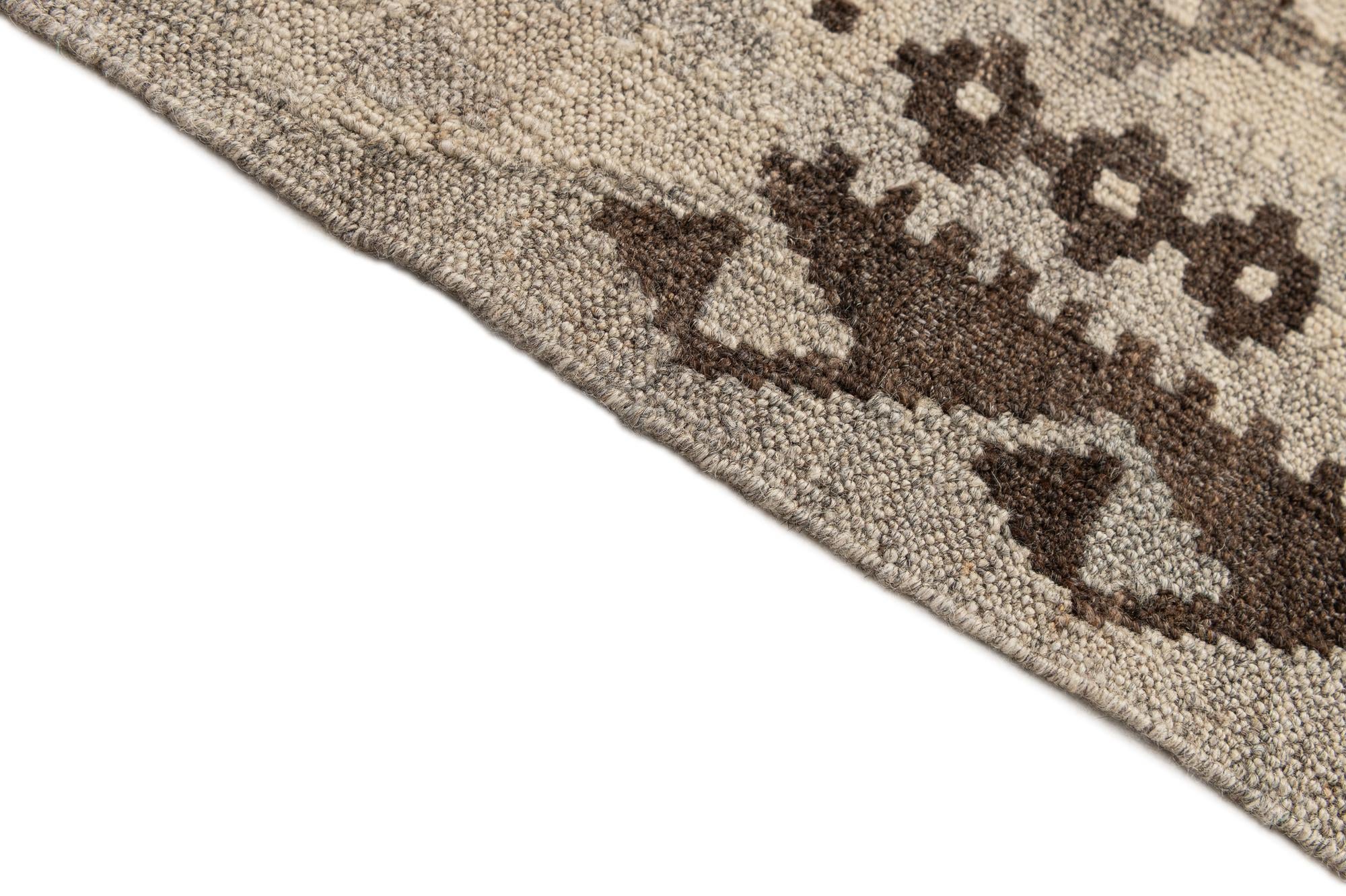 2' 9 x 12' 11 Hand Woven Kilim Maymana Wool Runner Rug