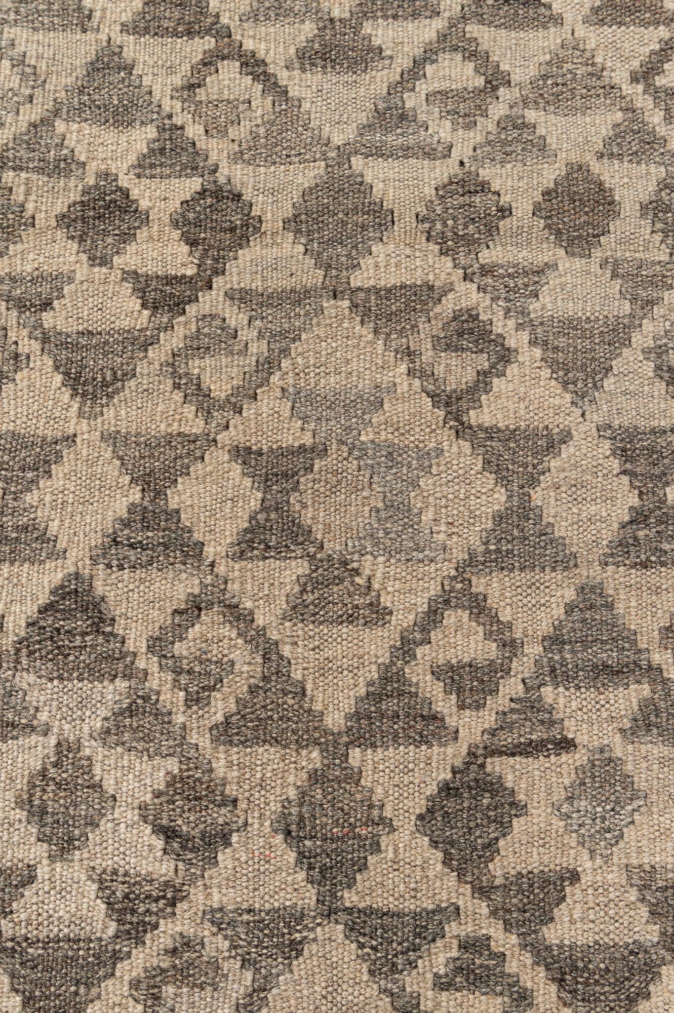 2' 9 x 12' 11 Hand Woven Kilim Maymana Wool Runner Rug