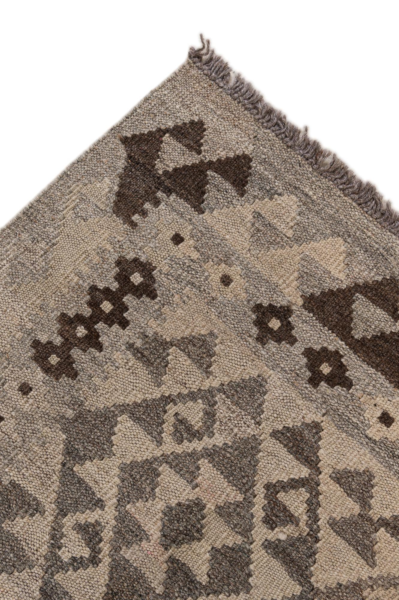 2' 9 x 12' 11 Hand Woven Kilim Maymana Wool Runner Rug