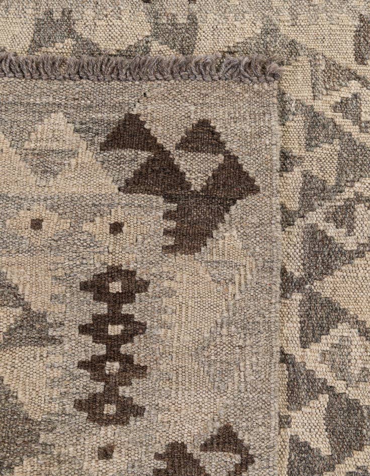 Detail image of 2' 9 x 12' 11  Hand Woven Kilim Maymana Wool Runner Rug