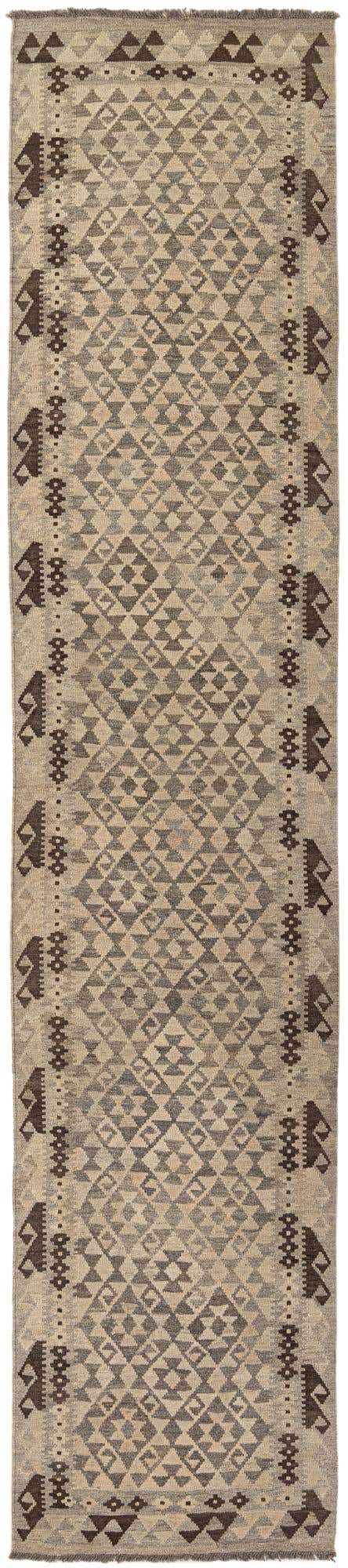 2' 9 x 12' 11 Hand Woven Kilim Maymana Wool Runner Rug